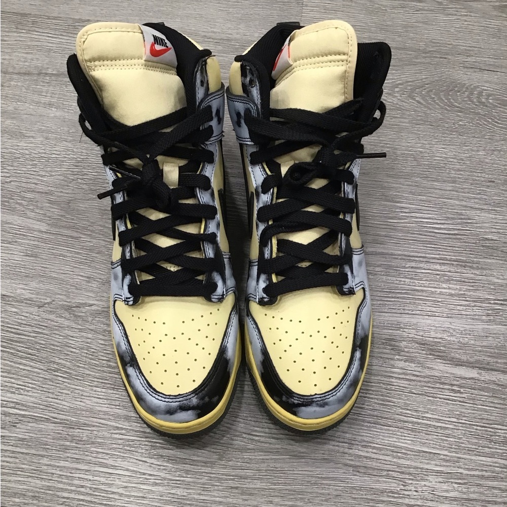 Nike Dunk High 1985 Black Acid Wash Men’s 9.5 Yellow/Black Retro Sneakers EUC - Picture 2 of 10